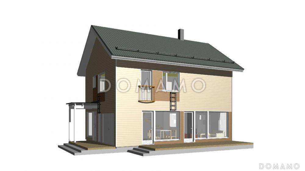 Проект двухэтажного каркасного дома с французским балконам на втором этаже / 2