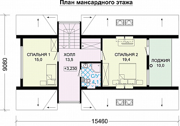 Проект каркасного А-образного дома-шалаша / План мансардного этажа Проект каркасного А-образного дома-шалаша / План мансардного этажа