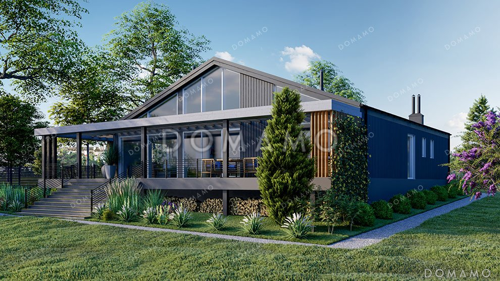 Проект одноэтажного дома с просторной террасой / 2