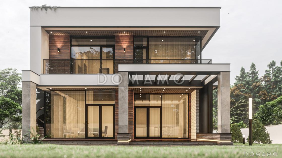 Проект современного двухэтажного дома из газобетона с сауной и балконом / 3