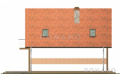 Проект простого одноэтажного мансардного дома из газобетона с тремя спальнями / Фасад 3