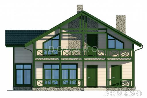 Проект современного загородного двухэтажного дома с сауной / Фасад 1