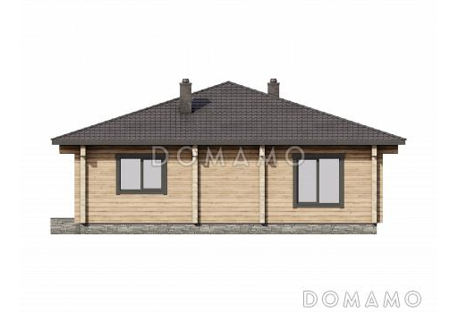 Проект дома с тремя спальнями, просторной гостиной-столовой и большим хозблоком / Фасад 3