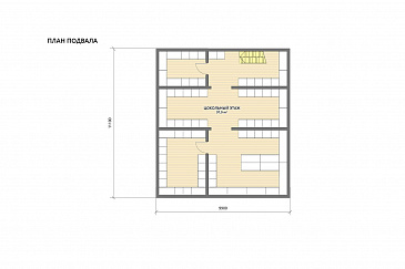 Проект каркасной беседки с крытой террасой барбекю, кухней и бильярдной / План цокольного этажа