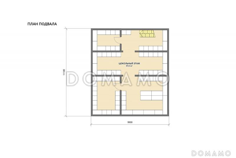 Проект каркасной беседки с крытой террасой барбекю, кухней и бильярдной / План цокольного этажа