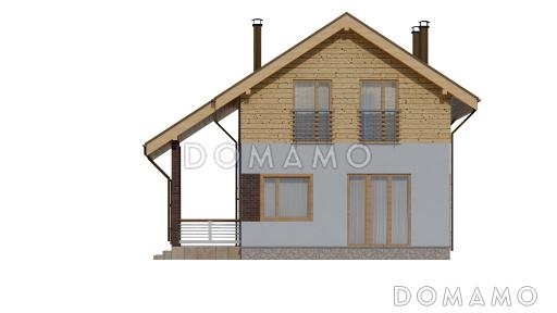 Проект компактного одноэтажного дома с мансардной и четырьмя спальнями / Фасад 2