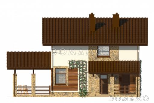 Проект функционального двухэтажного дома с террасой при гостиной / Фасад 1