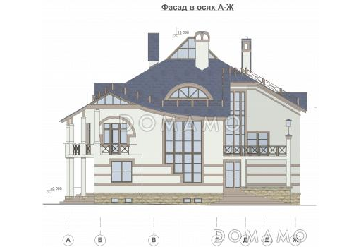 Проект современного коттеджа с оригинальной планировкой / Фасад 3