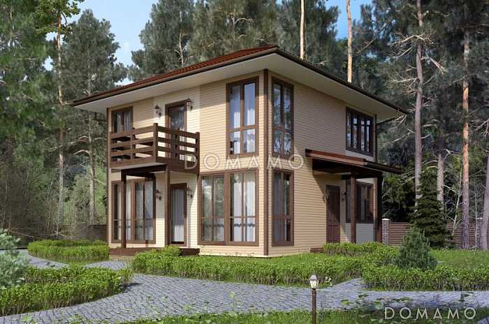 Проект двухэтажного каркасного дома с окнами в пол Проект двухэтажного каркасного дома с окнами в пол