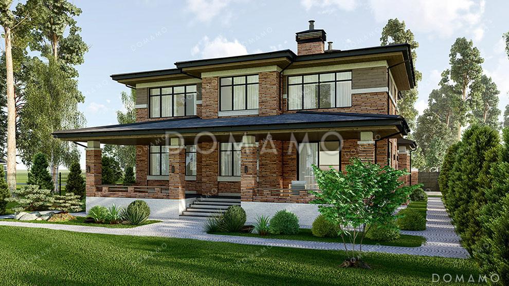 Проект двухэтажного дома с подвалом в стиле Райта / 3