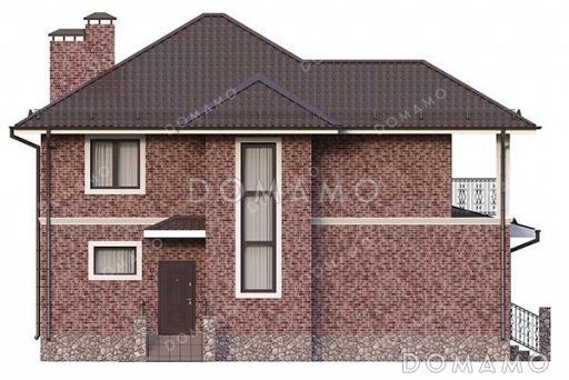 Проект двухэтажного дома с тремя спальнями и верандой / Фасад 3