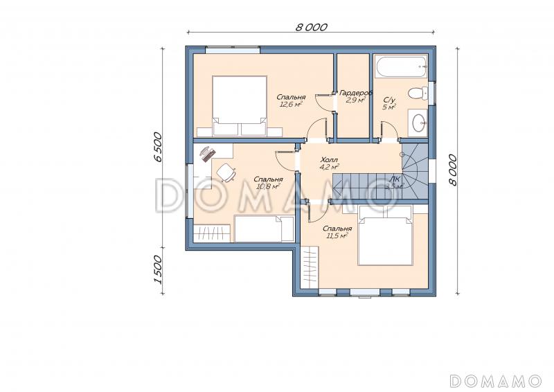 Каркасный дом "Якобсен" / План 2 этажа