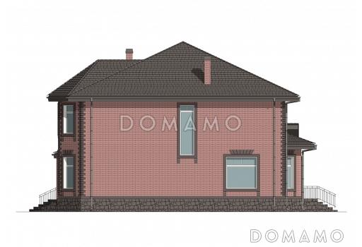 Проект кирпичного дома с 2 эркерами, 5 спальнями и гостиной с камином / Фасад 1