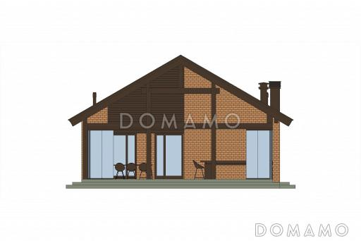 Проект кирпичной беседки с бильярдной, террасой барбекю, кухней и цокольным этажом / Фасад 1