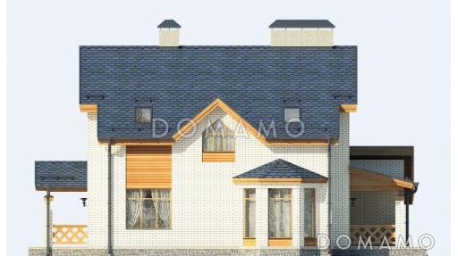 Проект дома с гаражом на две машины и кабинетом на мансардном этаже / Фасад 2