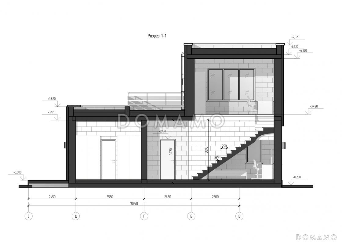 Проект большого дома с навесом для автомобилей, 2 спальнями и кабинетом на втором уровне / 5