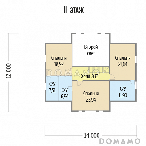Проект каркасного дома с просторной гостиной / План мансардного этажа