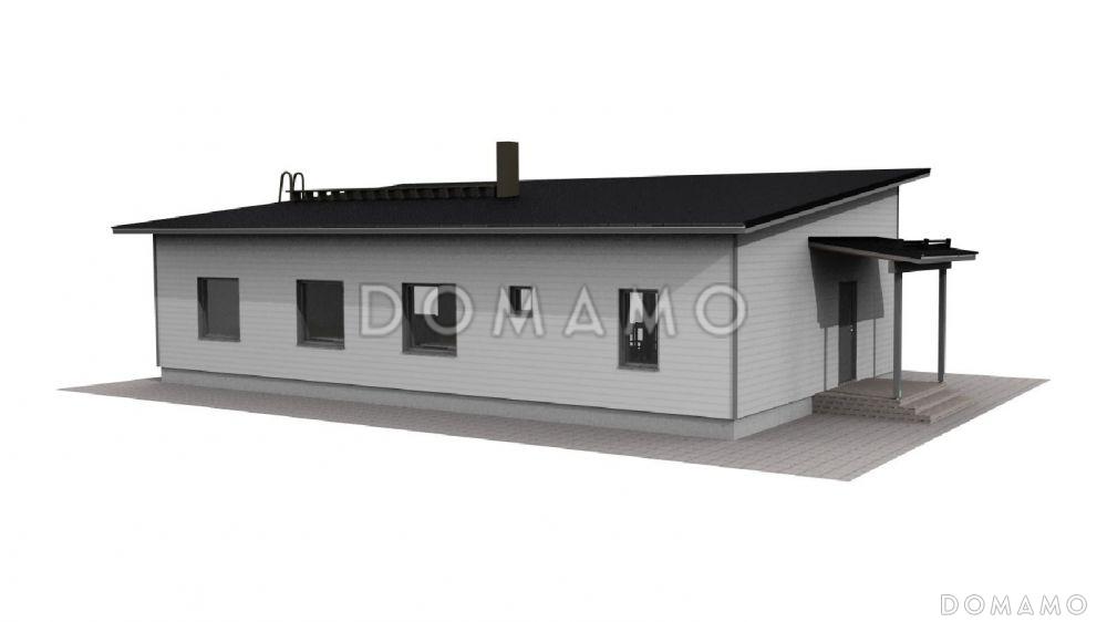 Проект каркасного дома с односкатной крышей, навесом для машины / 3