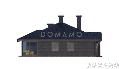 Проект одноэтажного дома с мансардой, верандой и гаражом на 2 машины / Фасад 4