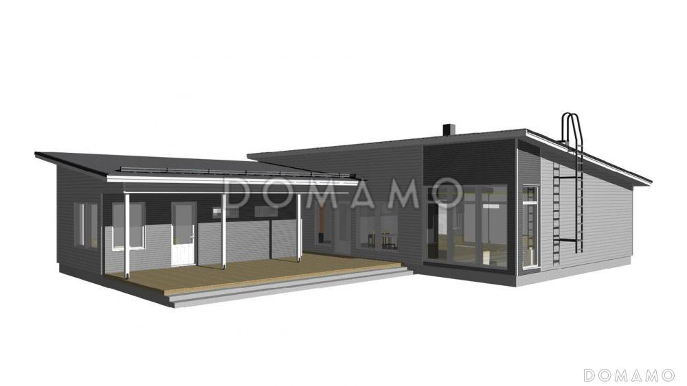 Проект современного каркасного дома с односкатной крышей / 2