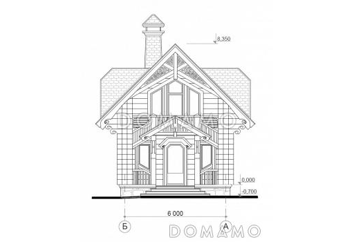 Проект бани со свайным фундаментом / Фасад 4