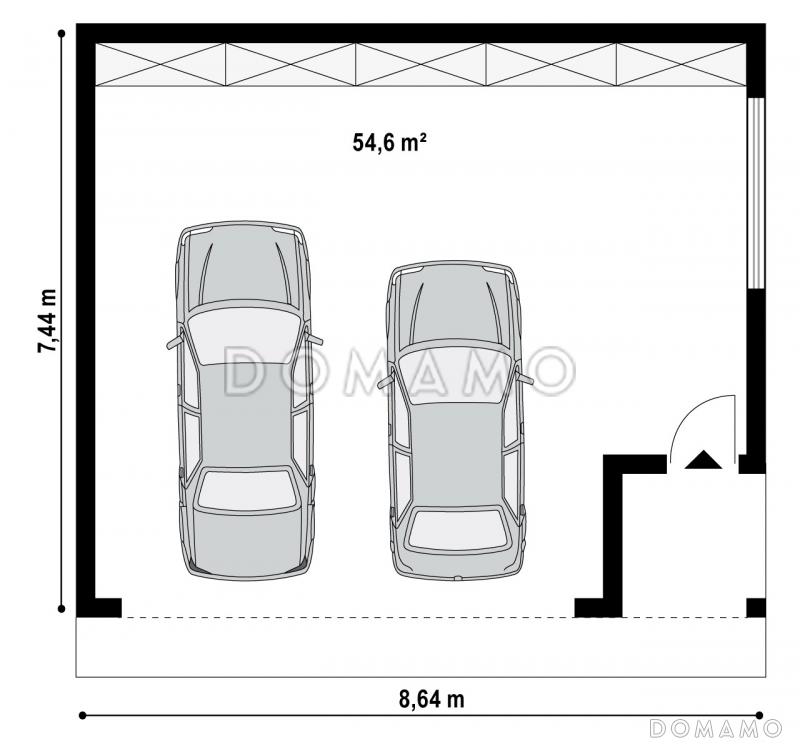 Проект просторного гаража из кирпича для двух автомобилей  / План 1 этажа