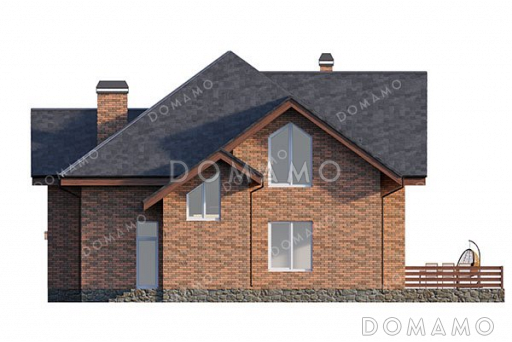 Проект одноэтажного дома с мансардой и просторной террасой / Фасад 4