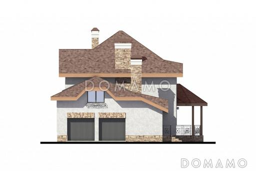 Проект дома с 4 спальнями, гаражом и сауной / Фасад 2
