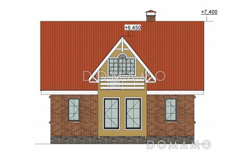 Проект одноэтажного дома с террасой на мансардном этаже / Фасад 1