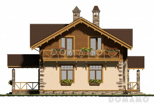 Проект коттеджа из газобетона в стиле шале / Фасад 3