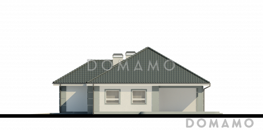 Проект одноэтажного дома из газобетона с просторной гостиной и с большим пристроенным гаражом / Фасад 1