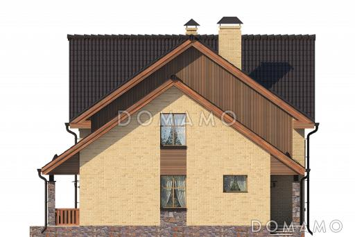 Проект дома с камином, изолированной кухней, комнатой с выходом на террасу, вторым светом / Фасад 2