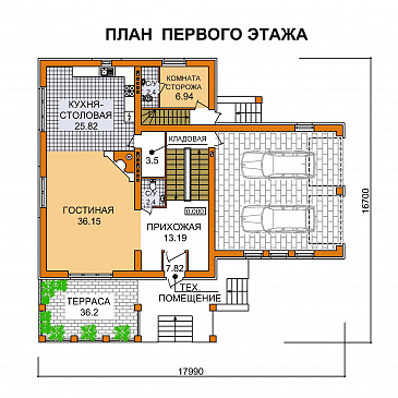 Проект дома из пеноблоков с гаражом и бассейном расположенные на цокольном этаже / План 1 этажа Проект дома из пеноблоков с гаражом и бассейном расположенные на цокольном этаже / План 1 этажа