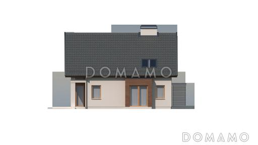 Проект одноэтажного дома из газобетона с мансардным этажом с прямоугольным эркером и балконом / Фасад 3