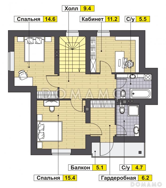 Проект загородного дома из керамических блоков для круглогодичного проживания / План мансардного этажа