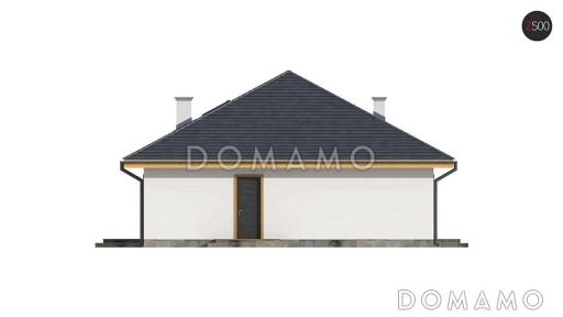 Проект одноэтажного дома из газобетона с тремя спальнями и с возможностью обустройства мансарды / Фасад 2