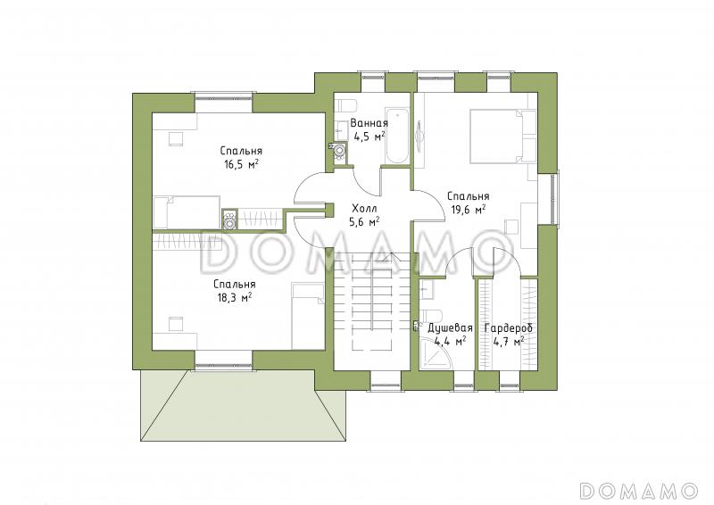 Проект коттеджа с удобной планировкой / План 2 этажа