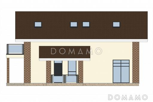Проект двухэтажного дома из газобетона с 5 спальнями, сауной и большим балконом / Фасад 4