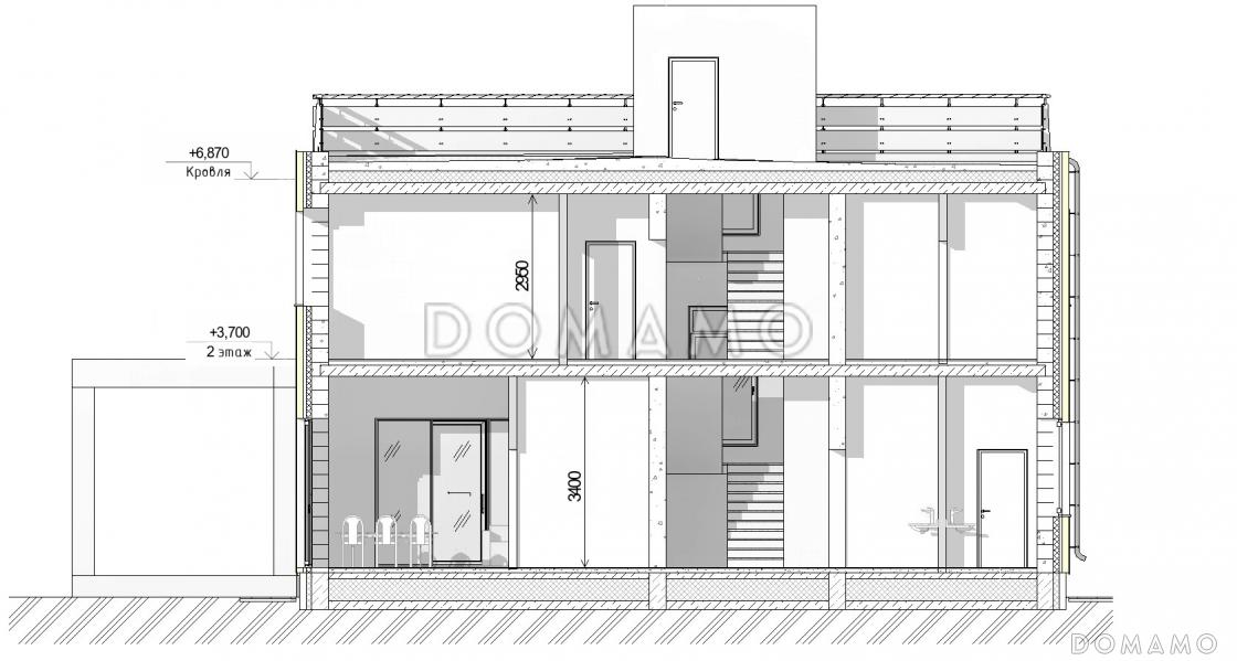 Проект загородного дома с просторной кухней-гостиной, кабинетом и сауной на втором этаже / 6