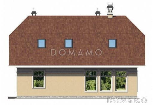 Проект коттеджа с двумя кладовыми и вытянутым крыльцом / Фасад 2