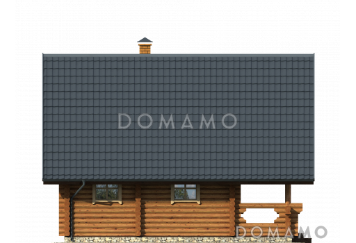 Проект небольшого деревянного дома с камином и лоджией  / Фасад 4