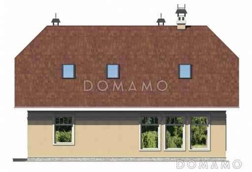 Проект коттеджа с двумя кладовыми и вытянутым крыльцом / Фасад 2