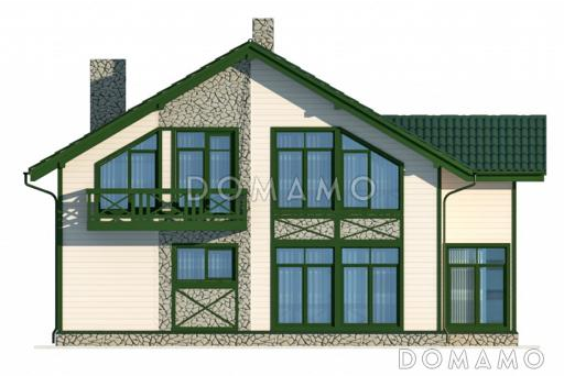 Проект современного загородного двухэтажного дома с сауной / Фасад 3