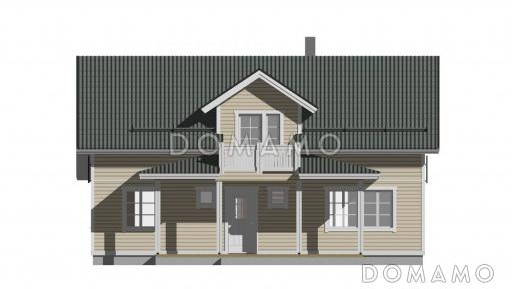 Проект каркасного дома с мансардой и небольшим балконом / Фасад 3