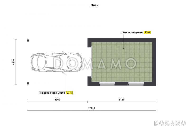 Проект хозблока с навесом для автомобиля / План 1 этажа