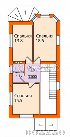 Проект дома из пенобетона для узкого участка / План 2 этажа Проект дома из пенобетона для узкого участка / План 2 этажа