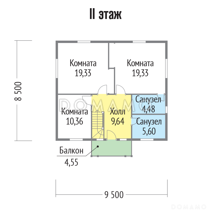 Проект  дома с многоскатной крышей / План 2 этажа