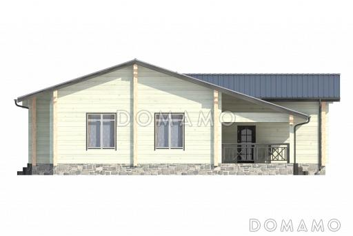 Проект уютного одноэтажного дома из клееного бруса / Фасад 4