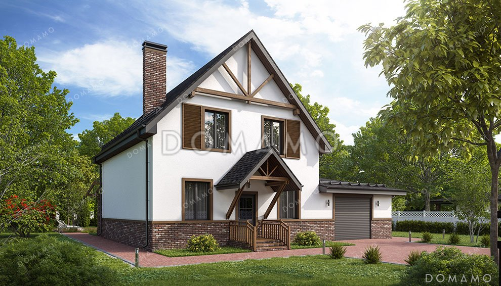 Проект одноэтажного дома с мансардой и гаражом на два автомобиля / 2