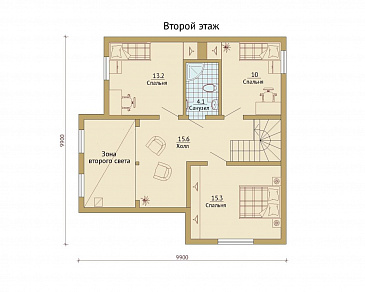Проект каркасного дома с гаражом для одной машины / План мансардного этажа